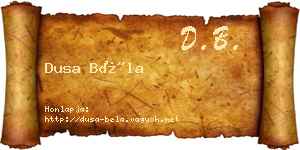 Dusa Béla névjegykártya